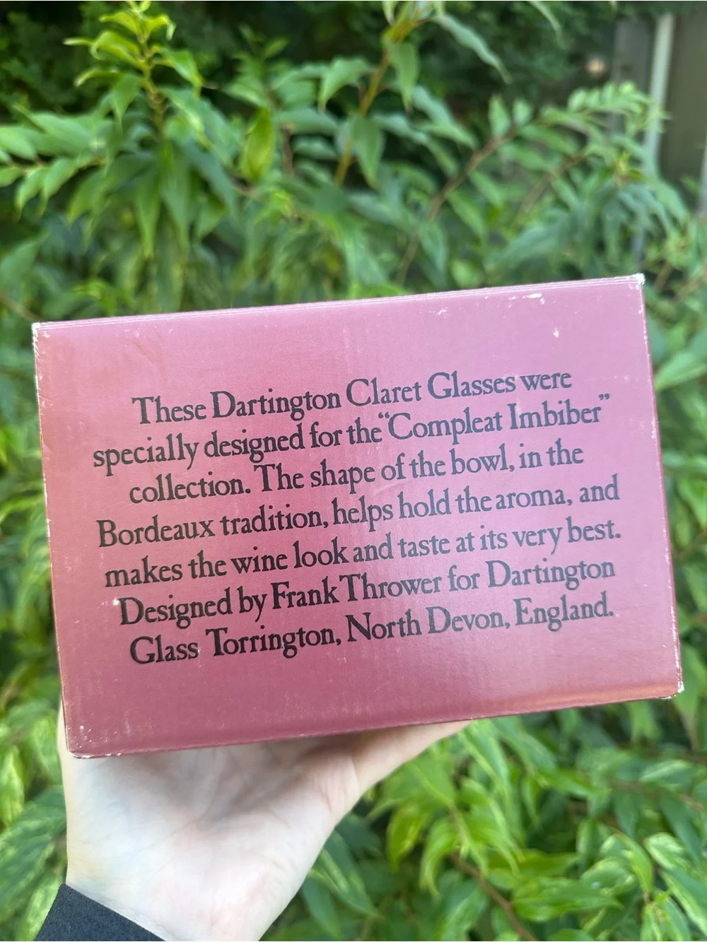 Vintage The Compleat Imbiber Two Darington Crystal Clear Claret Glasses Box Set